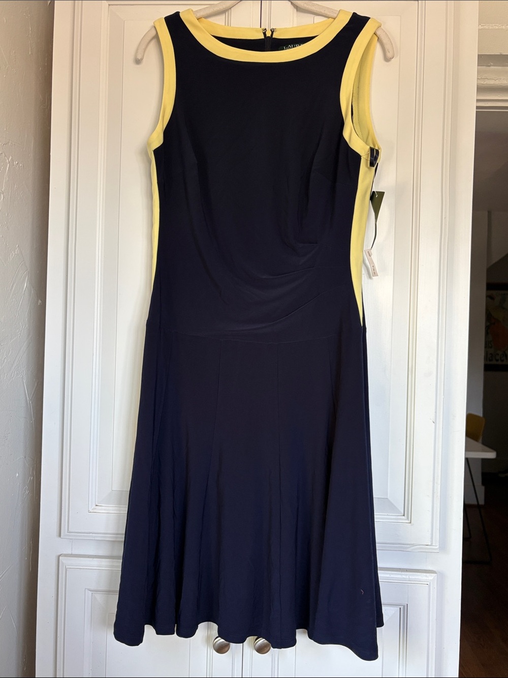 Lauren Ralph Lauren Navy Dress with Yellow Trim NWT Size 10